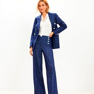 New Loft Petite Faux Denim Double Breasted Blazer Sz. 8P